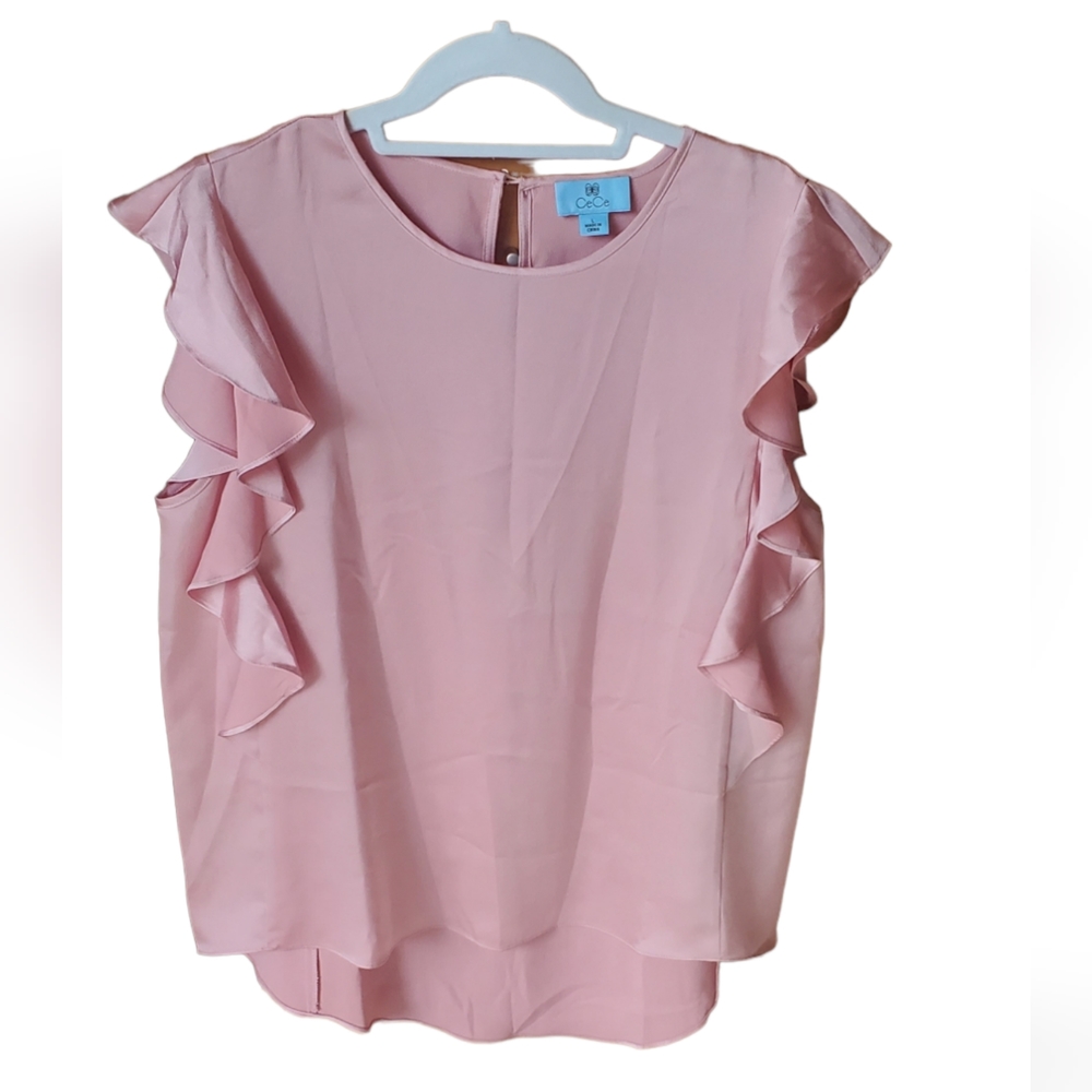 CeCe Pink Ruffle Sleeve Blouse - Picture 2 of 6